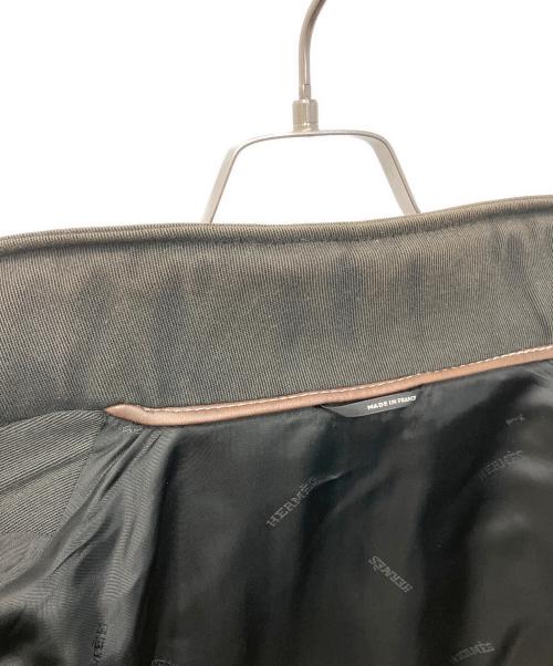 HERMES（エルメス）HERMES (エルメス) レザーパイピングジップアップジャケット グレー サイズ:48の古着・服飾アイテム