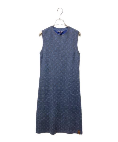 LOUIS VUITTON（ルイ ヴィトン）LOUIS VUITTON (ルイ ヴィトン) グリッターLVロゴモノグラムニットワンピース ネイビー サイズ:XSの古着・服飾アイテム