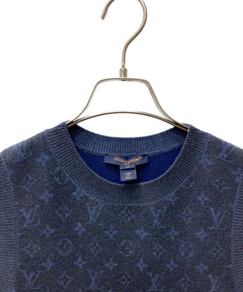 LOUIS VUITTON（ルイ ヴィトン）LOUIS VUITTON (ルイ ヴィトン) グリッターLVロゴモノグラムニットワンピース ネイビー サイズ:XSの古着・服飾アイテム