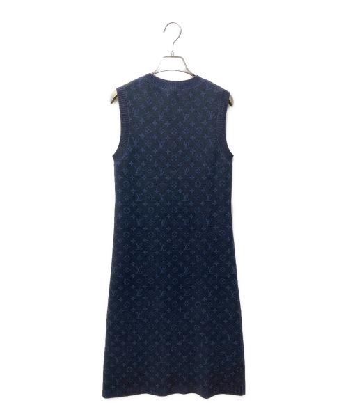 LOUIS VUITTON（ルイ ヴィトン）LOUIS VUITTON (ルイ ヴィトン) グリッターLVロゴモノグラムニットワンピース ネイビー サイズ:XSの古着・服飾アイテム