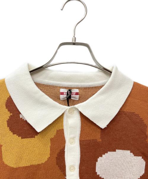 BADWAY（バッドウェイ）BADWAY (バッドウェイ) Flower JQ Knit Polo ブラウン サイズ:Mの古着・服飾アイテム