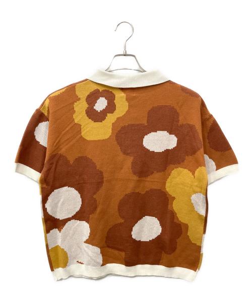 BADWAY（バッドウェイ）BADWAY (バッドウェイ) Flower JQ Knit Polo ブラウン サイズ:Mの古着・服飾アイテム