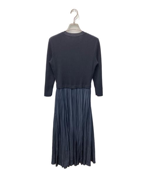 ESTNATION（エストネーション）ESTNATION (エストネーション) リブニットコンビフレアワンピース ネイビー サイズ:38の古着・服飾アイテム