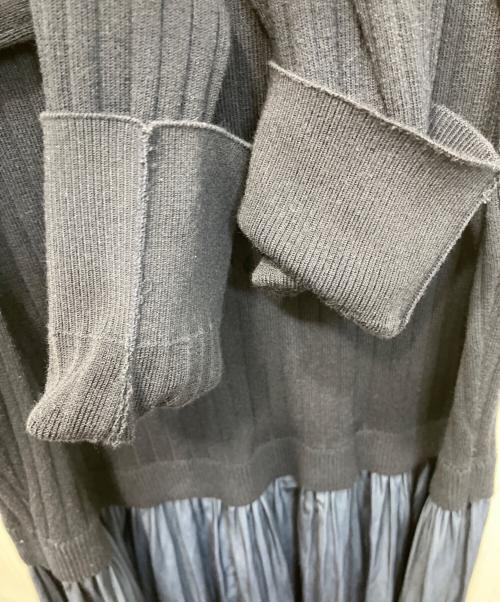 ESTNATION（エストネーション）ESTNATION (エストネーション) リブニットコンビフレアワンピース ネイビー サイズ:38の古着・服飾アイテム
