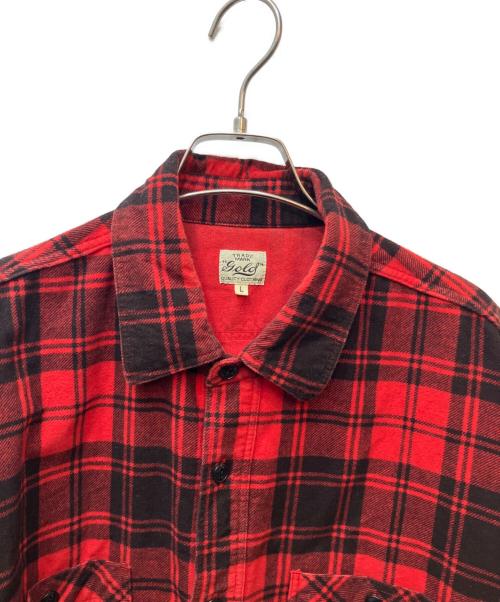 gold（ゴールド）GOLD (ゴールド) コットンフランネルチェックシャツ ブラック×レッド サイズ:Ｌの古着・服飾アイテム