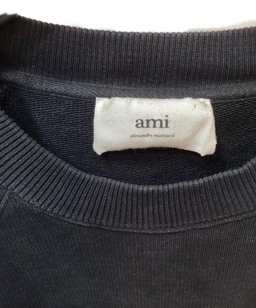 ami（アミ）ami (アミ) ハートロゴクルーネックスウェット ブラック サイズ:Mの古着・服飾アイテム