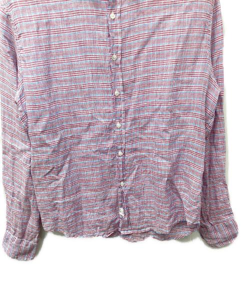 Frank&Eileen（フランクアンドアイリーン）Frank&Eileen (フランクアンドアイリーン) リネンチェックシャツ ブルー×ピンク サイズ:XSの古着・服飾アイテム