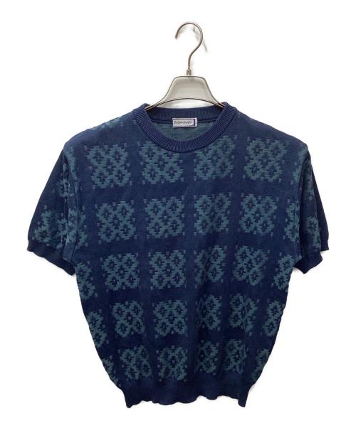 Yves Saint Laurent（イヴサンローラン）Yves Saint Laurent (イヴサンローラン) ジャガードサマーニット ネイビー サイズ:表記無しの古着・服飾アイテム