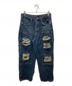 NOT4NERDノットフォーナード）の古着「Destryed Double Knee Pants / ダメージ加工デニムパンツ」｜インディゴ
