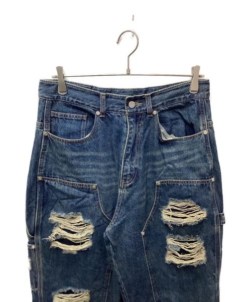 NOT4NERD（ノットフォーナード）NOT4NERD (ノットフォーナード) Destryed Double Knee Pants / ダメージ加工デニムパンツ インディゴ サイズ:Lの古着・服飾アイテム