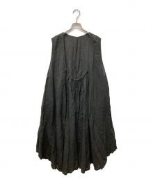 nest Robe（ネストローブ）の古着「リネンサークルヘムノースリーブワンピース」｜ブラック