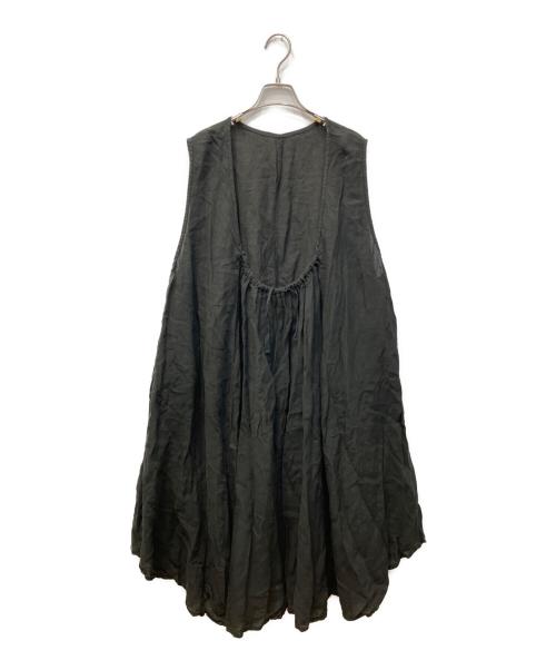 nest Robe（ネストローブ）nest Robe (ネストローブ) リネンサークルヘムノースリーブワンピース ブラック サイズ:FREEの古着・服飾アイテム