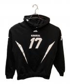 NOMANUALノーマニュアル）の古着「17 FOOTBALL HOODIE（フットボールフーディ）」｜ブラック