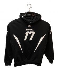 NOMANUAL（ノーマニュアル）の古着「17 FOOTBALL HOODIE（フットボールフーディ）」｜ブラック