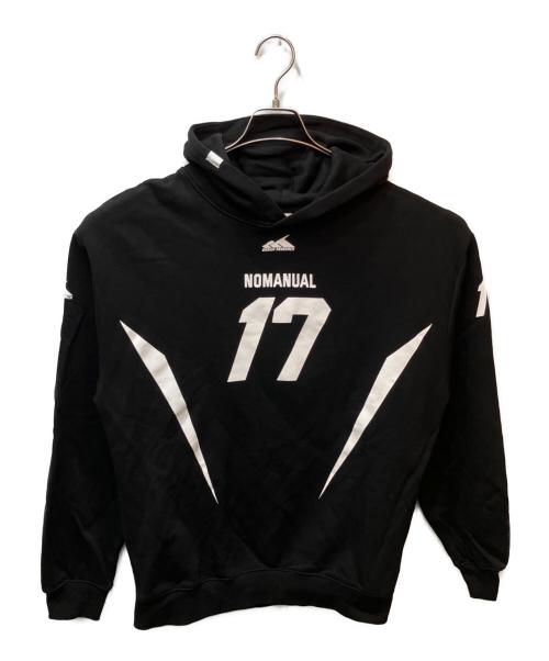 NOMANUAL（ノーマニュアル）NOMANUAL (ノーマニュアル) 17 FOOTBALL HOODIE（フットボールフーディ） ブラック サイズ:Ｌの古着・服飾アイテム