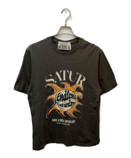 SATUR（セター）SATUR (セター) プリントTシャツ グレー サイズ:Ｌの古着・服飾アイテム