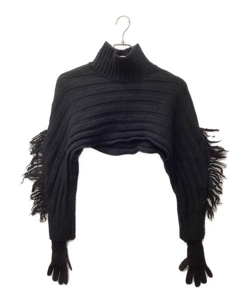 ISSEY MIYAKE（イッセイミヤケ）ISSEY MIYAKE (イッセイミヤケ) ウール グローブニット ニットボレロ ブラック サイズ:２の古着・服飾アイテム