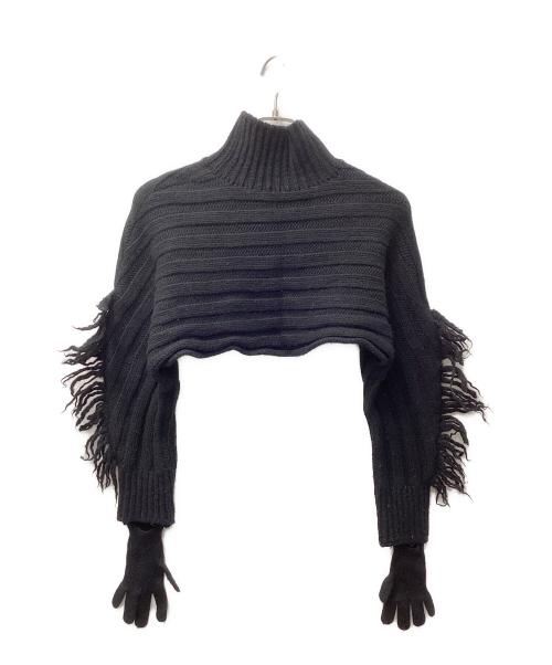 ISSEY MIYAKE（イッセイミヤケ）ISSEY MIYAKE (イッセイミヤケ) ウール グローブニット ニットボレロ ブラック サイズ:２の古着・服飾アイテム