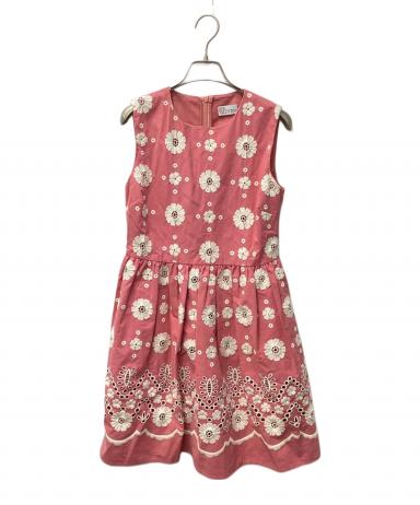 ハンガリー製★RED VALENTINO　ワンピース　リネン　お花モチーフ　40 中古・古着通販】RED VALENTINO (レッドヴァレンティノ) フラワー刺繍