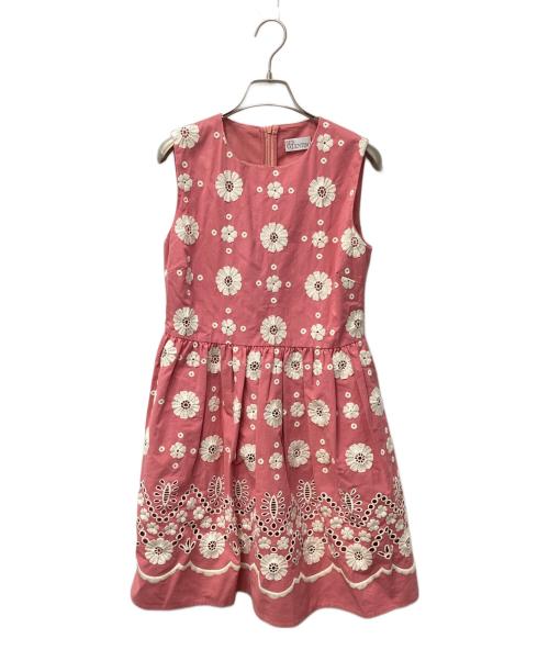 RED VALENTINO（レッドヴァレンティノ）RED VALENTINO (レッドヴァレンティノ) フラワー刺繍ノースリーブワンピース ピンク サイズ:38の古着・服飾アイテム