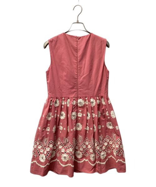 RED VALENTINO（レッドヴァレンティノ）RED VALENTINO (レッドヴァレンティノ) フラワー刺繍ノースリーブワンピース ピンク サイズ:38の古着・服飾アイテム
