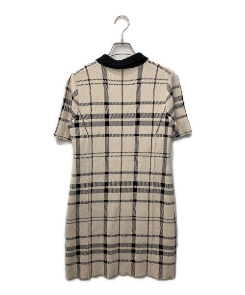 HER LIP TO（ハーリップトゥ）Her lip to (ハーリップトゥ) Trois Logo Knit Mini Dress/トロワロゴニットミニドレス ブラック×ベージュ サイズ:Mの古着・服飾アイテム