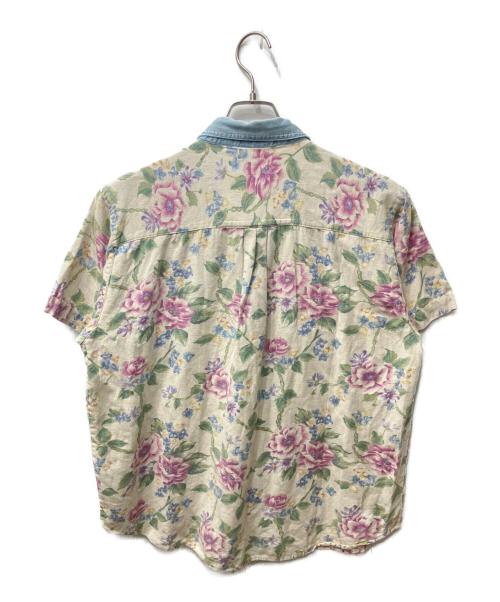 BILL BLASS（ビルブラス）BILL BLASS (ビルブラス) フローラルシャツ ブルー×ベージュ サイズ:Lの古着・服飾アイテム