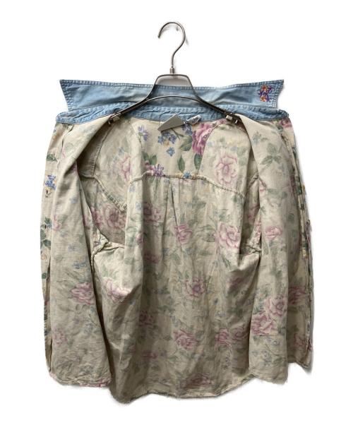 BILL BLASS（ビルブラス）BILL BLASS (ビルブラス) フローラルシャツ ブルー×ベージュ サイズ:Lの古着・服飾アイテム