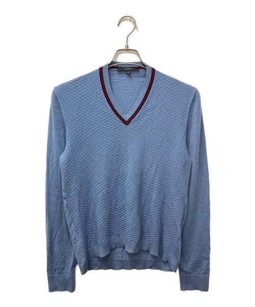 GUCCI（グッチ）GUCCI (グッチ) Vネックニット ブルー サイズ:Mの古着・服飾アイテム