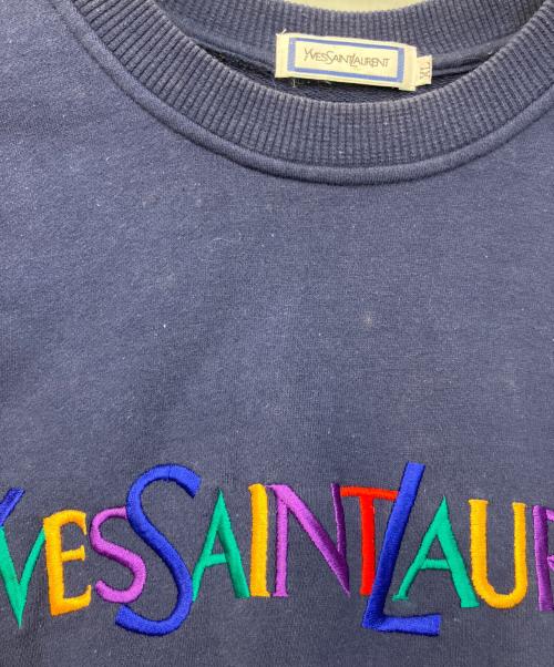 Yves Saint Laurent（イヴサンローラン）Yves Saint Laurent (イヴサンローラン) ロゴ刺繍クルーネックスウェット ネイビー サイズ:XLの古着・服飾アイテム
