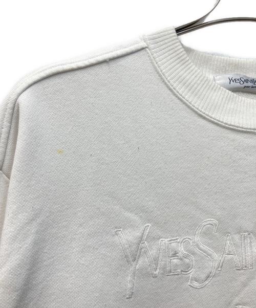 Yves Saint Laurent（イヴサンローラン）Yves Saint Laurent (イヴサンローラン) ロゴ刺繍クルーネックスウェット ホワイト サイズ:Lの古着・服飾アイテム