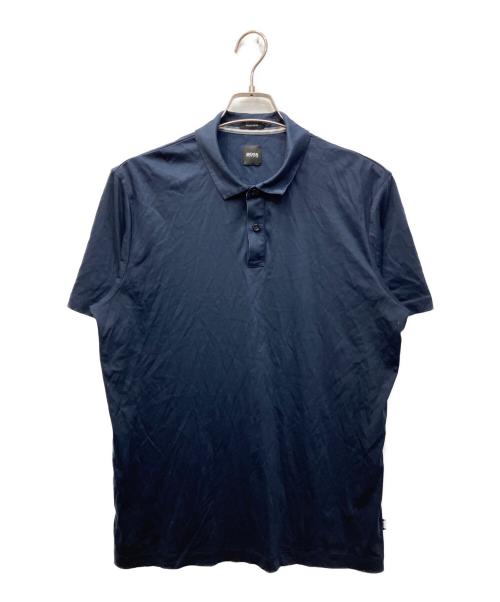 BOSS HUGO BOSS（ボス ヒューゴボス）BOSS HUGO BOSS (ボス ヒューゴボス) テープデザインポロシャツ ネイビー サイズ:Lの古着・服飾アイテム