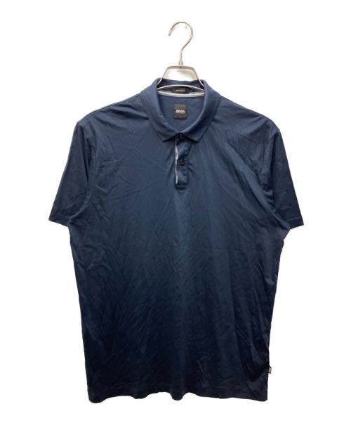 BOSS HUGO BOSS（ボス ヒューゴボス）BOSS HUGO BOSS (ボス ヒューゴボス) テープデザインポロシャツ ネイビー サイズ:Lの古着・服飾アイテム