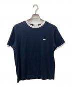 LACOSTEラコステ）の古着「ワンポイントロゴ リンガーTシャツ」｜ホワイト×ネイビー