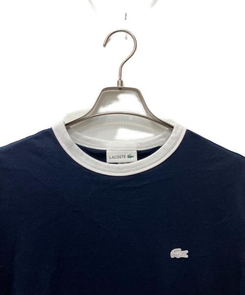 LACOSTE（ラコステ）LACOSTE (ラコステ) ワンポイントロゴ リンガーTシャツ ホワイト×ネイビー サイズ:Lの古着・服飾アイテム