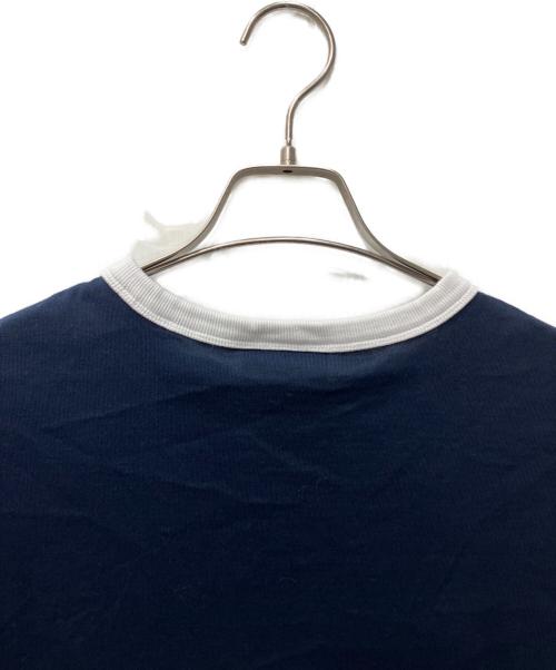 LACOSTE（ラコステ）LACOSTE (ラコステ) ワンポイントロゴ リンガーTシャツ ホワイト×ネイビー サイズ:Lの古着・服飾アイテム