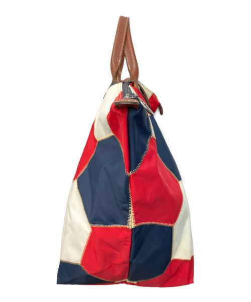 LONGCHAMP（ロンシャン）LONGCHAMP (ロンシャン) ル プリアージュ/ヘキサゴンパッチワークバッグ ネイビー×ホワイト×レッドの古着・服飾アイテム