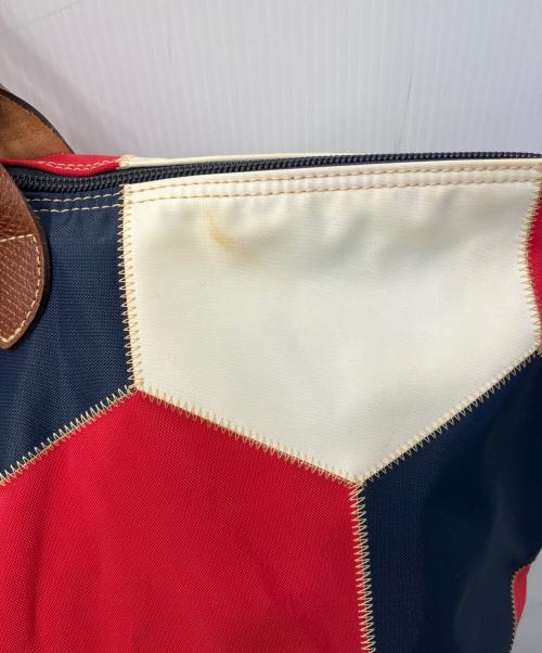 LONGCHAMP（ロンシャン）LONGCHAMP (ロンシャン) ル プリアージュ/ヘキサゴンパッチワークバッグ ネイビー×ホワイト×レッドの古着・服飾アイテム