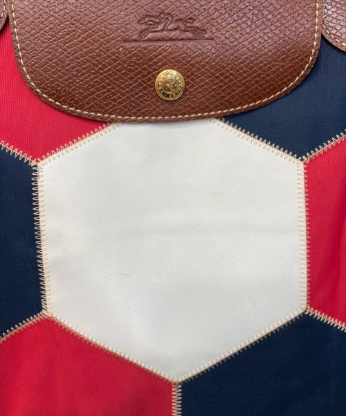LONGCHAMP（ロンシャン）LONGCHAMP (ロンシャン) ル プリアージュ/ヘキサゴンパッチワークバッグ ネイビー×ホワイト×レッドの古着・服飾アイテム