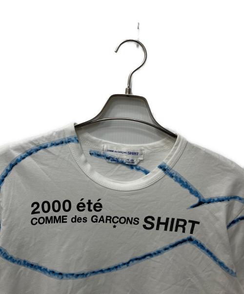 COMME des GARCONS SHIRT（コムデギャルソンシャツ）COMME des GARCONS SHIRT (コムデギャルソンシャツ) フィッシュプリントTシャツ ブルー×ホワイト サイズ:Lの古着・服飾アイテム