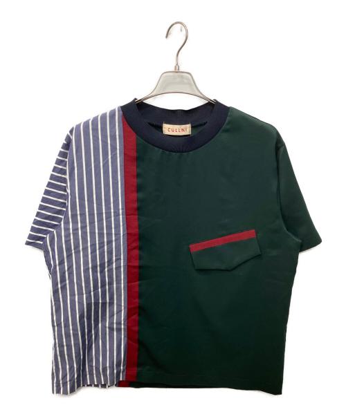 CULLNI（クルニ）CULLNI (クルニ) アシメ切替カットソー ブルー×グリーン サイズ:2の古着・服飾アイテム