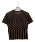 FENDI（フェンディ）の古着「ズッカ × ペカンストライプ Tシャツ」｜ブラック×ブラウン