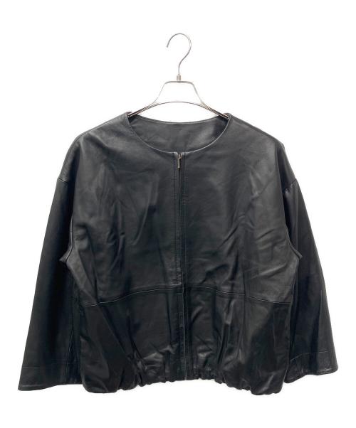BEARDSLEY（ビアズリー）BEARDSLEY (ビアズリー) シープレザーノーカラーブルゾン ブラック サイズ:１の古着・服飾アイテム