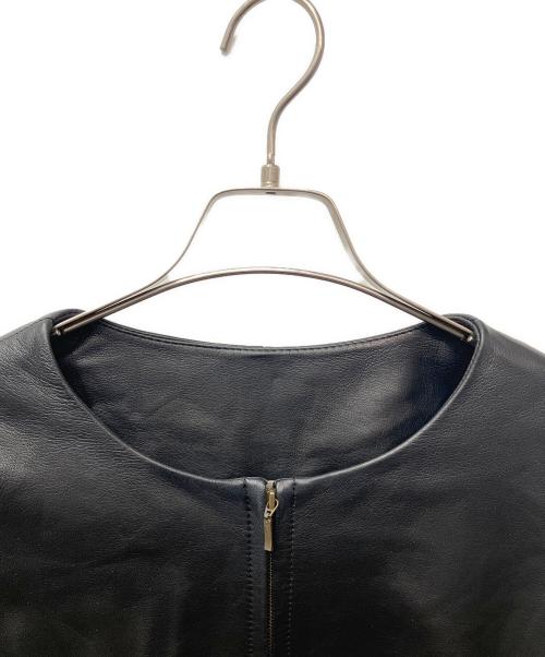 BEARDSLEY（ビアズリー）BEARDSLEY (ビアズリー) シープレザーノーカラーブルゾン ブラック サイズ:１の古着・服飾アイテム