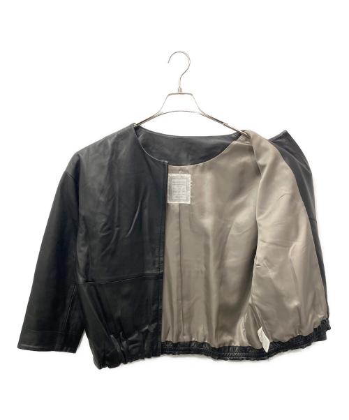 BEARDSLEY（ビアズリー）BEARDSLEY (ビアズリー) シープレザーノーカラーブルゾン ブラック サイズ:１の古着・服飾アイテム