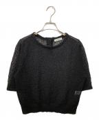 green label relaxingグリーンレーベルリラクシング）の古着「ノットヤーン ショートスリーブ プルオーバー ウォッシャブル」｜ブラック