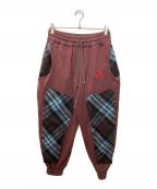 Vivienne Westwood RED LABELヴィヴィアンウエストウッドレッドレーベル）の古着「タータンブロッキングジョガーパンツ」｜ボルドー
