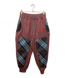 Vivienne Westwood RED LABEL（ヴィヴィアンウエストウッドレッドレーベル）の古着「タータンブロッキングジョガーパンツ」｜ボルドー