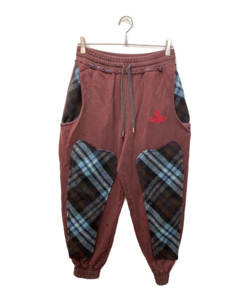 Vivienne Westwood RED LABEL（ヴィヴィアンウエストウッドレッドレーベル）Vivienne Westwood RED LABEL (ヴィヴィアンウエストウッドレッドレーベル) タータンブロッキングジョガーパンツ ボルドー サイズ:00の古着・服飾アイテム