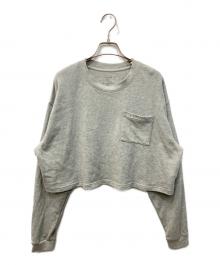 Calvin Klein（カルバンクライン）の古着「ロゴジャージーロングスリーブクロップドTシャツ」｜グレー